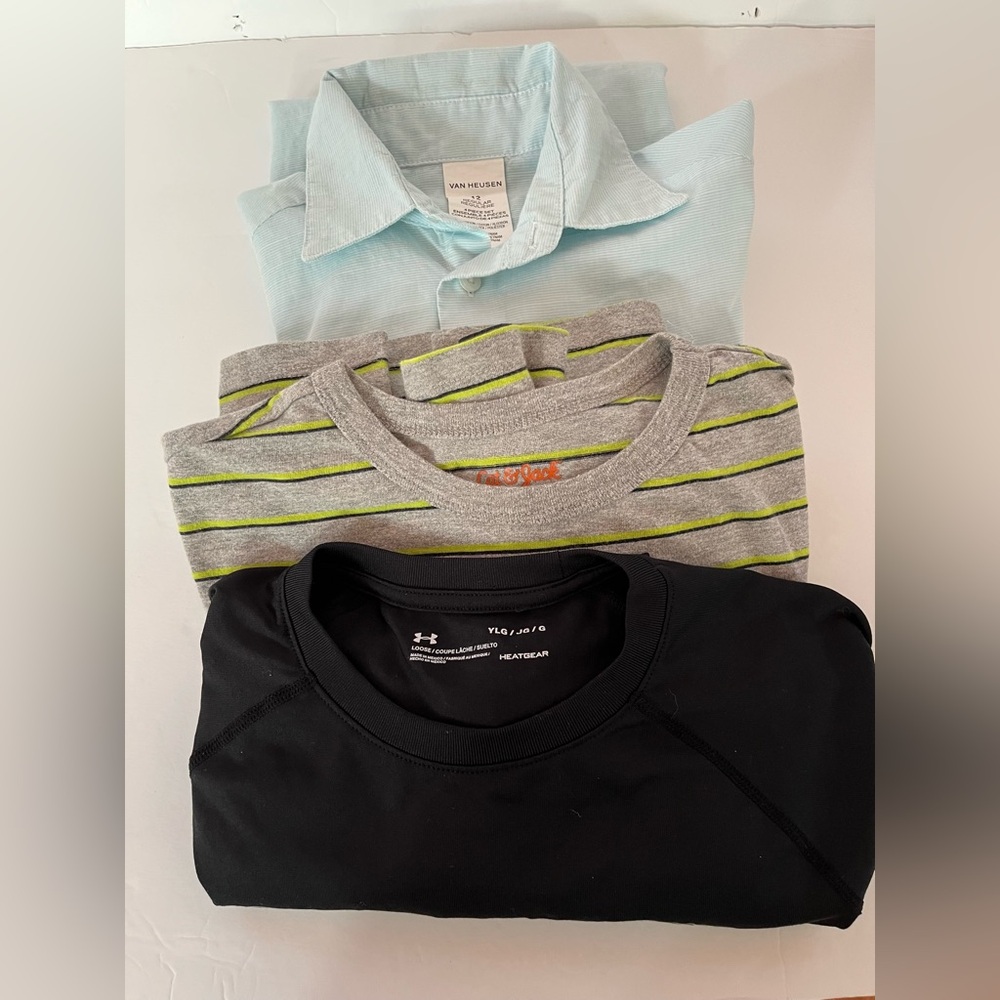 3 Shirts - Size 12 Boys (Heat Gear, Cat and Jack and Van Heusen)